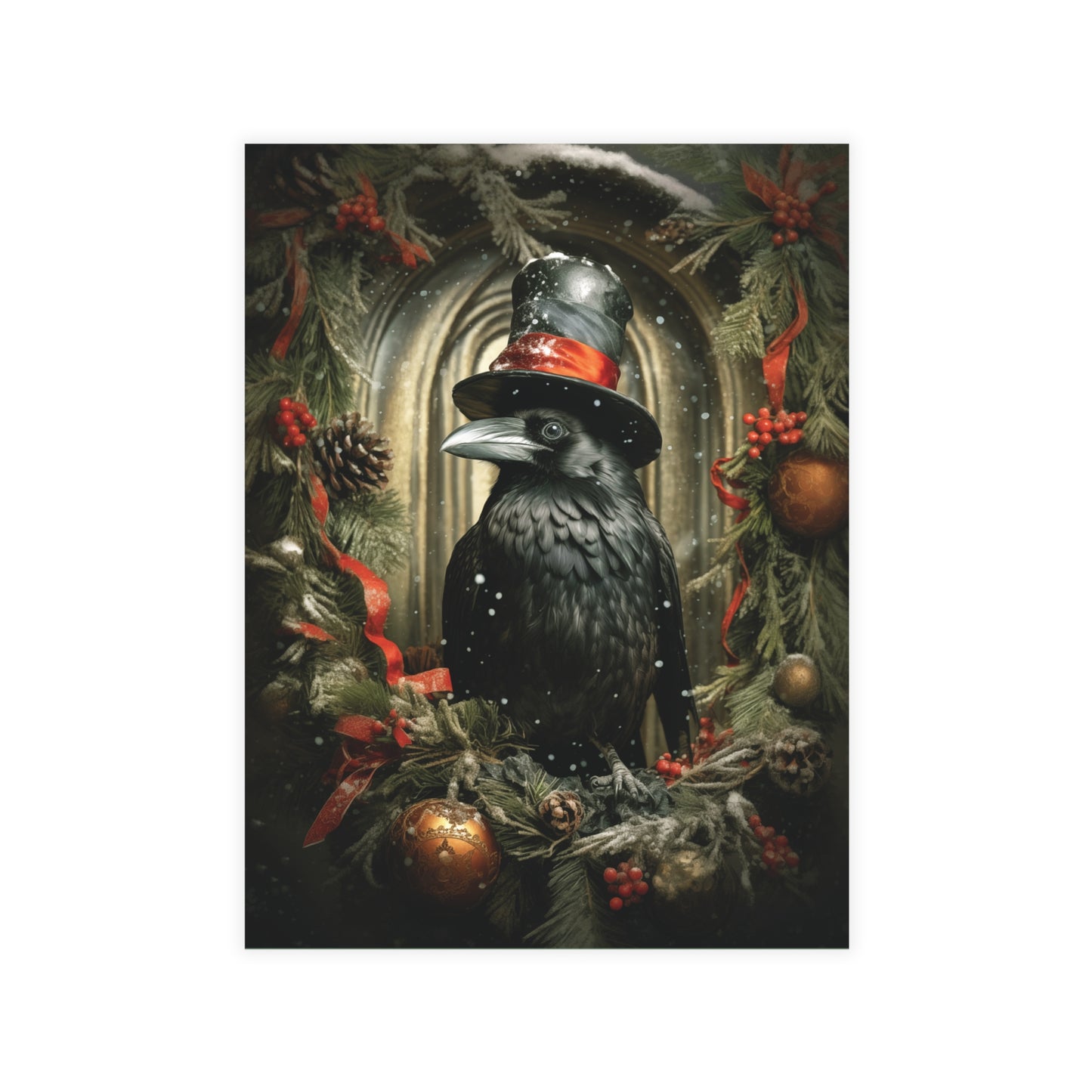 A Corvid Christmas, Raven Christmas Postcards holiday greeting cards dark Christmas cards cool Christmas blank Christmas post cards, gothic