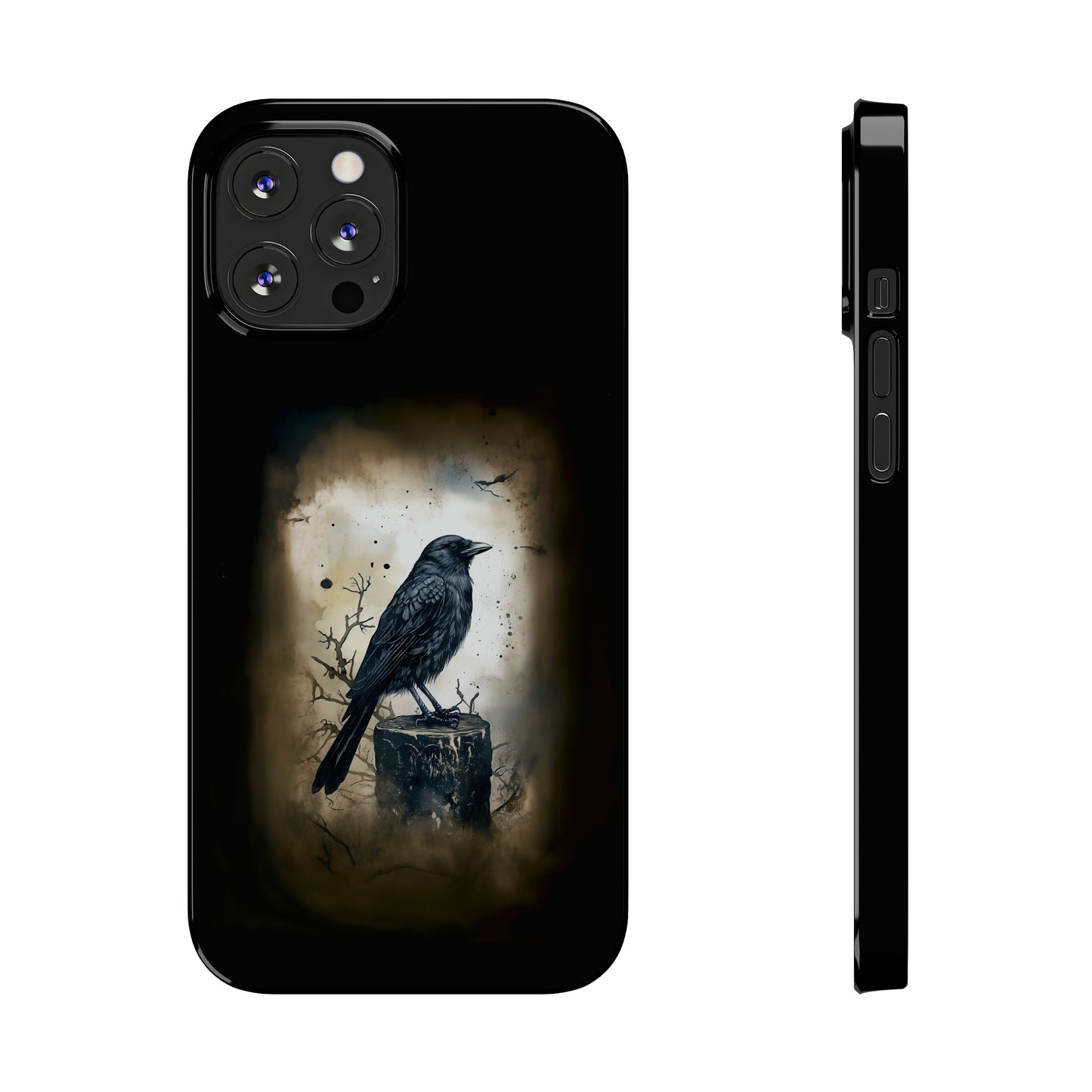 Raven Visage Black Raven Gothic Slim Phone Case iPhone 15 Pro Case Black iPhone Case Black iPhone 15 case 14 13 dark academia