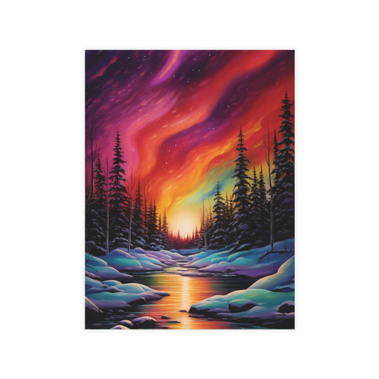 Winter Solstice Northern Lights Greeting Card postcard with envelope winter holiday greeting card for winter solstice seasons greetings card