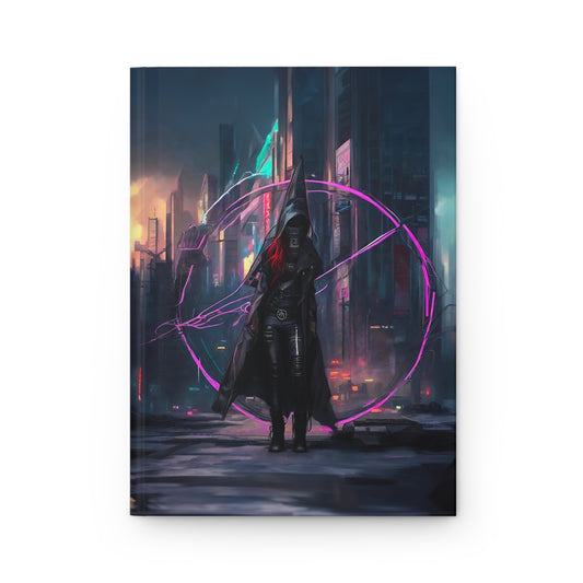 Future cyberpunk anarchy woman - Hardcover Ruled Journal Notebook