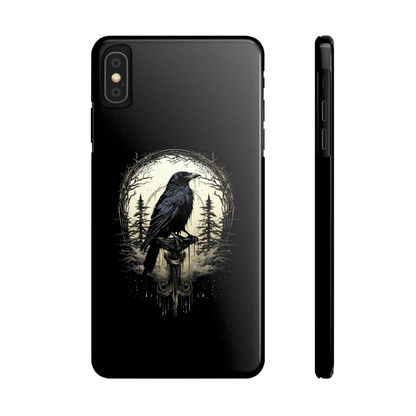 Night's Sentinel Black Raven Gothic Slim Phone Case iPhone 15 Pro Case Black iPhone Case Black iPhone 15 case 14 13 dark academia