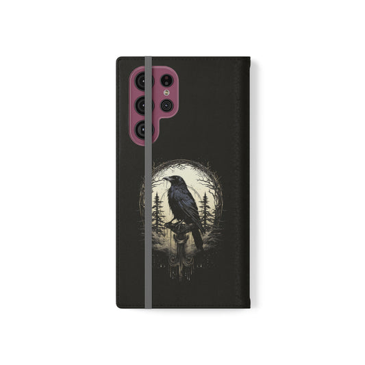 Night's Sentinel Flip Case Phone Case Gothic Raven Flip Phone Case Dark Academia Phone Case Dark Art Flip Case s22 s21 iphone 13 12 11