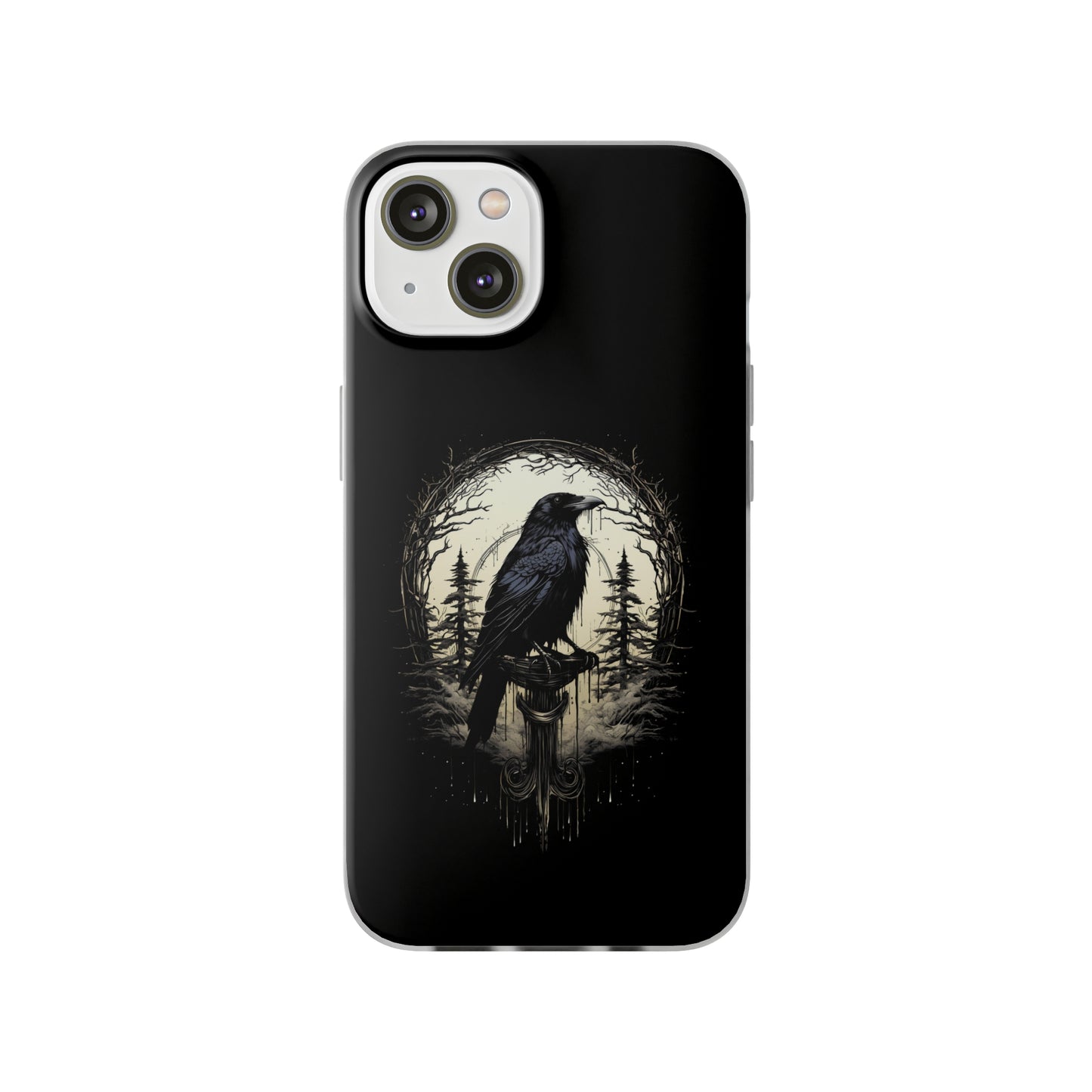 Night's Sentinel Goth Raven Phone Case for iPhone 13 14 pro max Galaxy s22 s23 ultra - optional gift box -dark academia black phone case