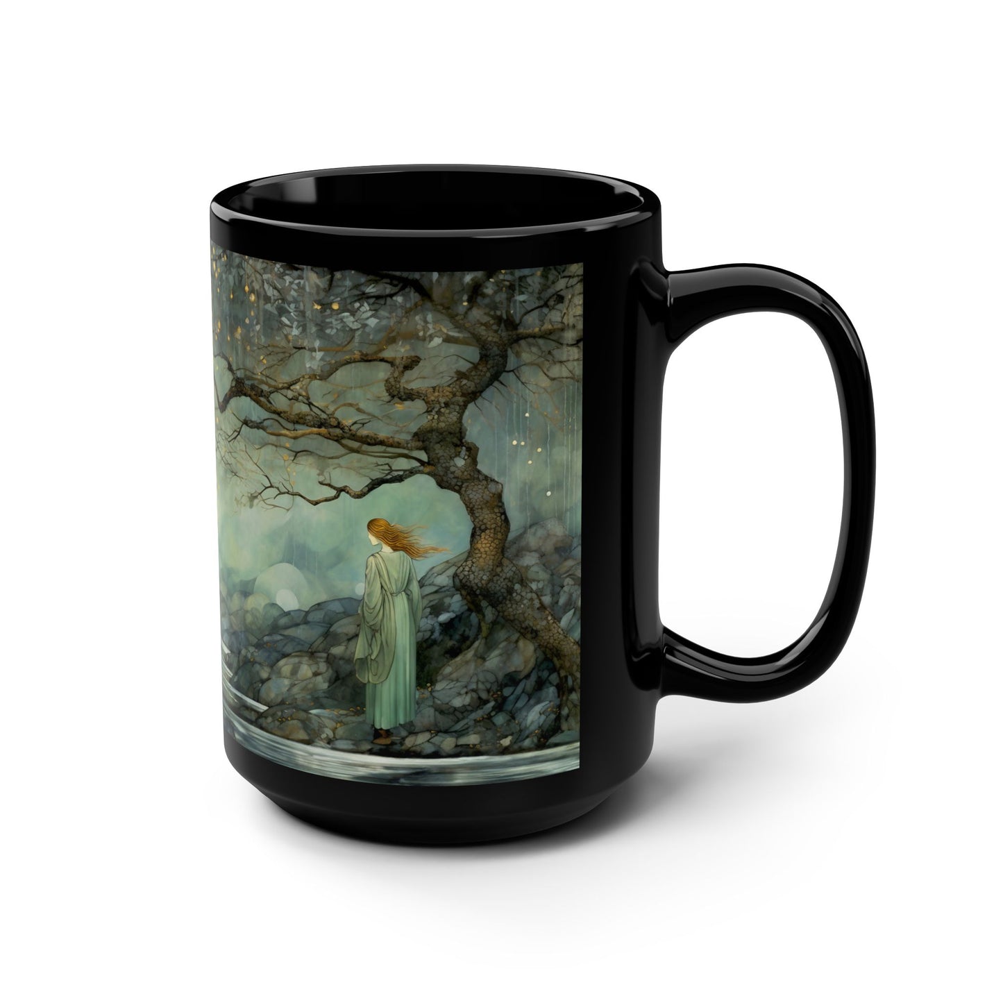 Her Lunar Reflections 15oz Coffee Mug Green and Black Celtic Mug