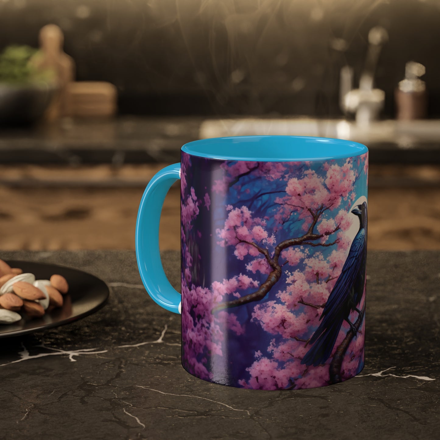 Raven Sakura Cherry Blossom Colorful Mug 11oz - My original art