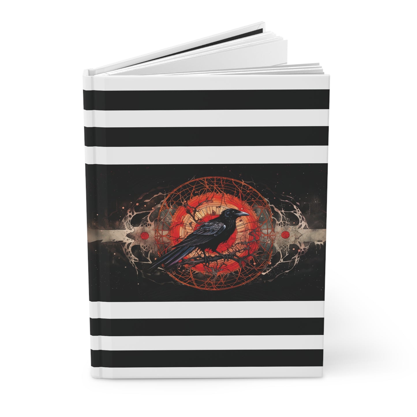 Raven Web Hardcover Journal Black and White Corvid Notebook