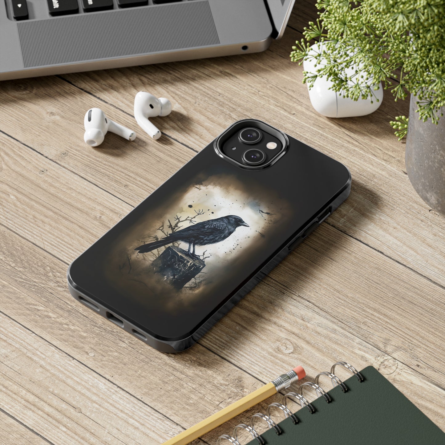 Raven Visage Tough Phone Case for iPhone 15 14 13 12 11 pro max XR XS 7 8 SE Gothic Black phone case Dark Academia iPhone case