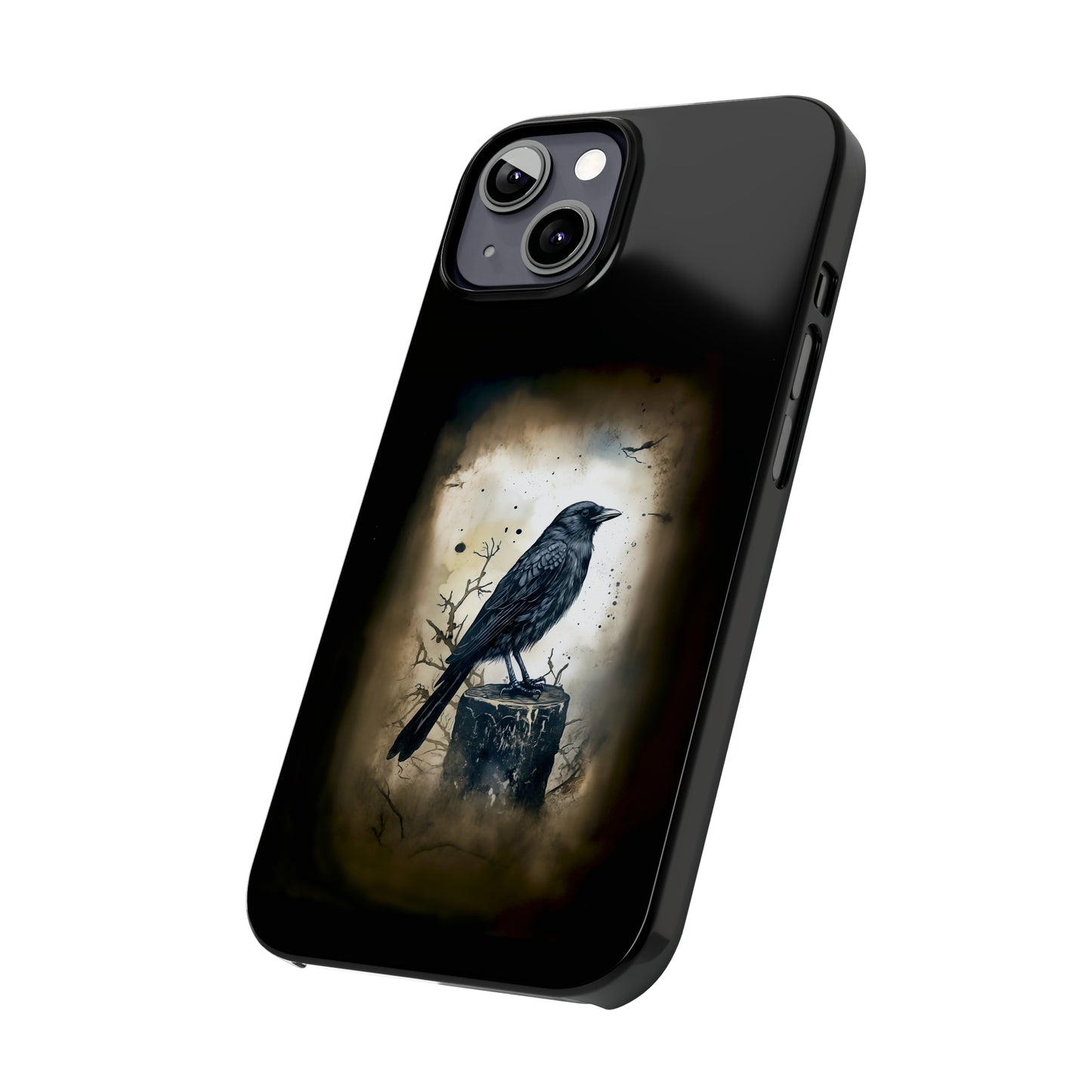 Raven Visage Black Raven Gothic Slim Phone Case iPhone 15 Pro Case Black iPhone Case Black iPhone 15 case 14 13 dark academia