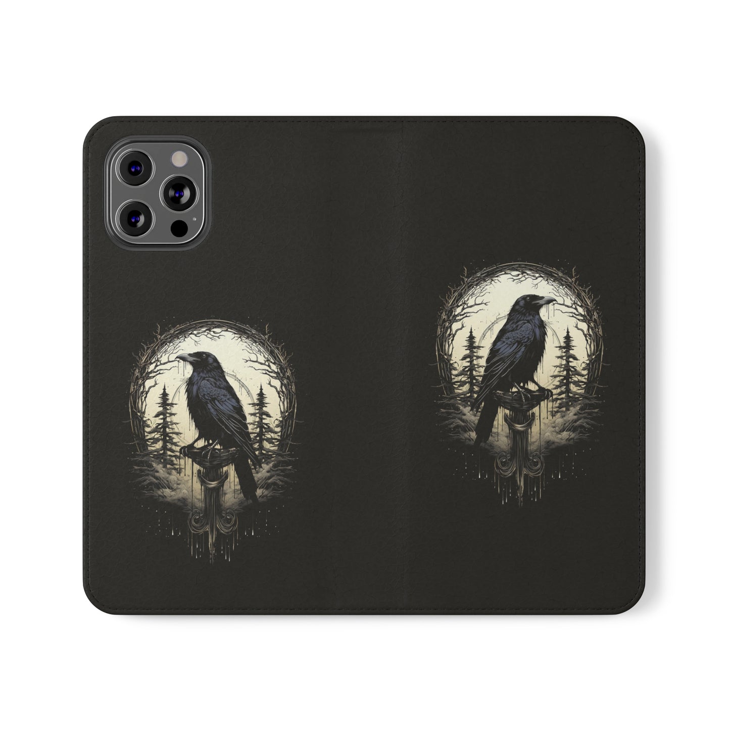 Night's Sentinel Flip Case Phone Case Gothic Raven Flip Phone Case Dark Academia Phone Case Dark Art Flip Case s22 s21 iphone 13 12 11