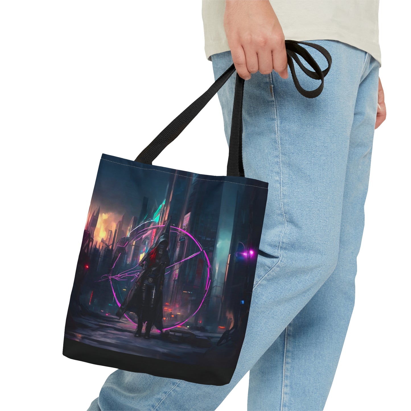 Technomancer's Ward, Cyberpunk Anarchy Mage Tote Bag, cloth shoulder bag, canvas shoulder bag, bag for women and girls, cloth tote, future