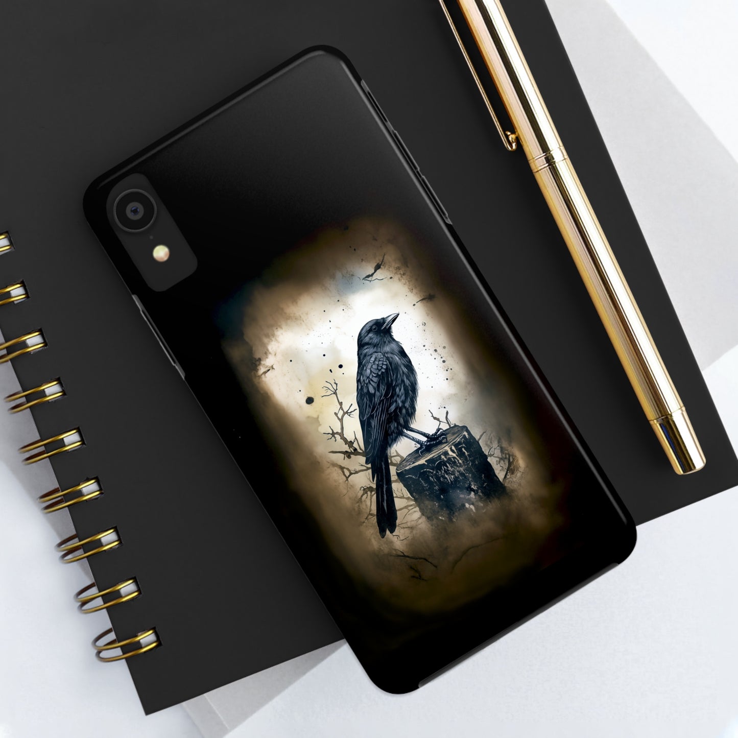 Raven Visage Tough Phone Case for iPhone 15 14 13 12 11 pro max XR XS 7 8 SE Gothic Black phone case Dark Academia iPhone case