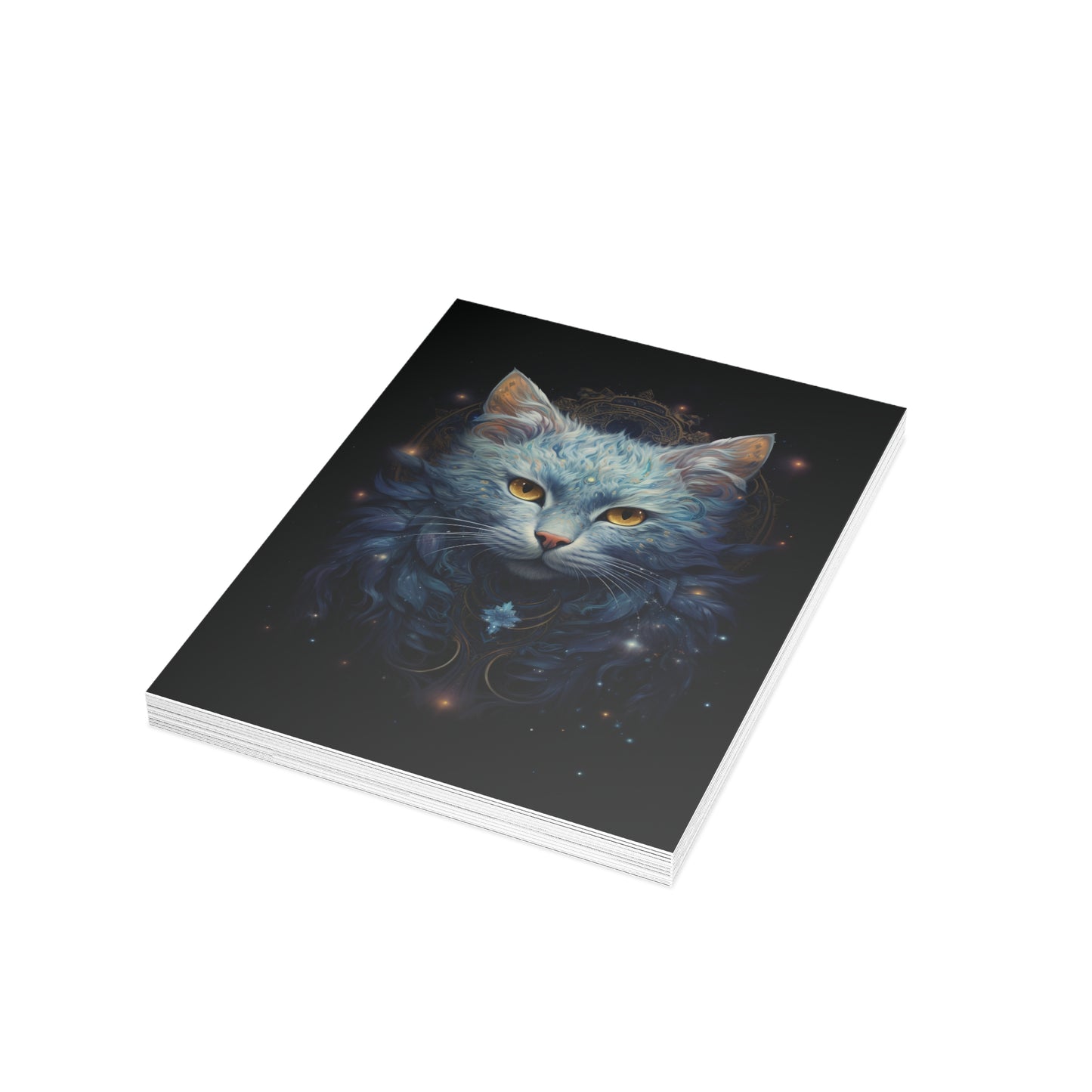 Cat of Winter Solstice Greeting Card postcard with envelope winter holiday cat greeting card