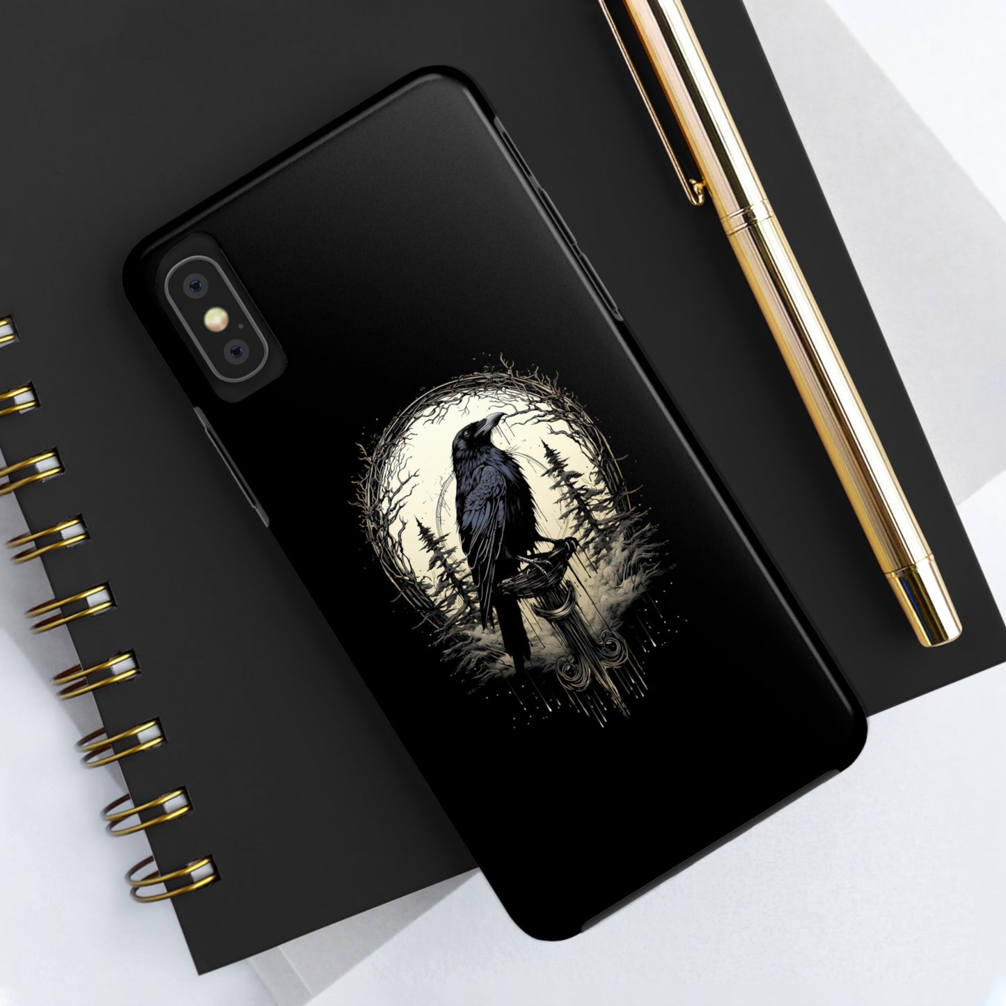 Night's Sentinel Tough Phone Case for iPhone 15 14 13 12 11 pro max XR XS 7 8 SE Gothic Black phone case Dark Academia iPhone case