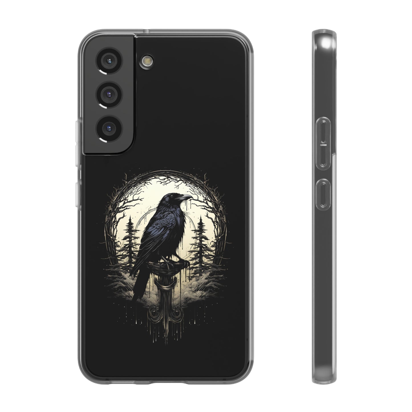 Night's Sentinel Goth Raven Phone Case for iPhone 13 14 pro max Galaxy s22 s23 ultra - optional gift box -dark academia black phone case