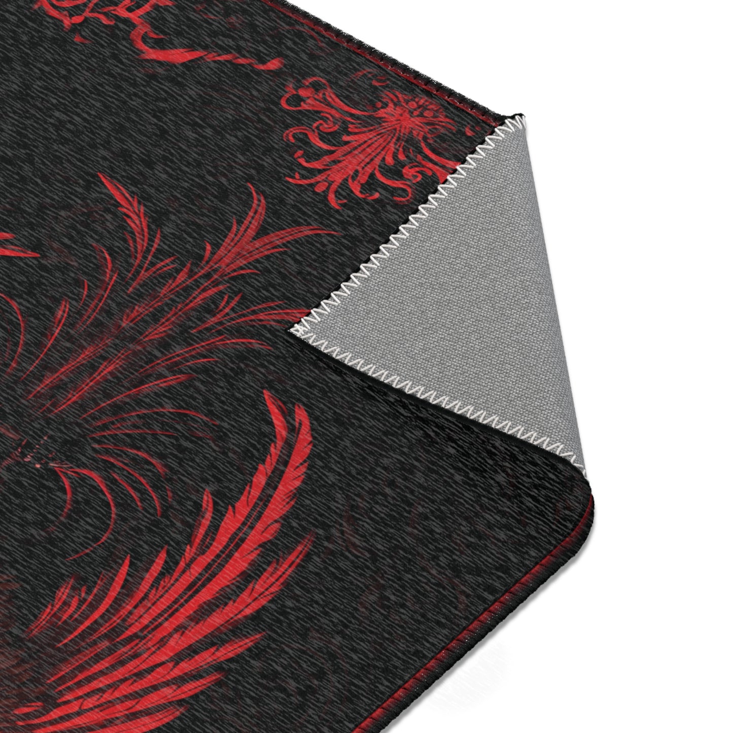 Rising Raven Phoenix Rug Area Rug Gothic Raven Rug Dark Academia Rug Red and Black and Red Rug n 2x3 3x2 4x6 6x4