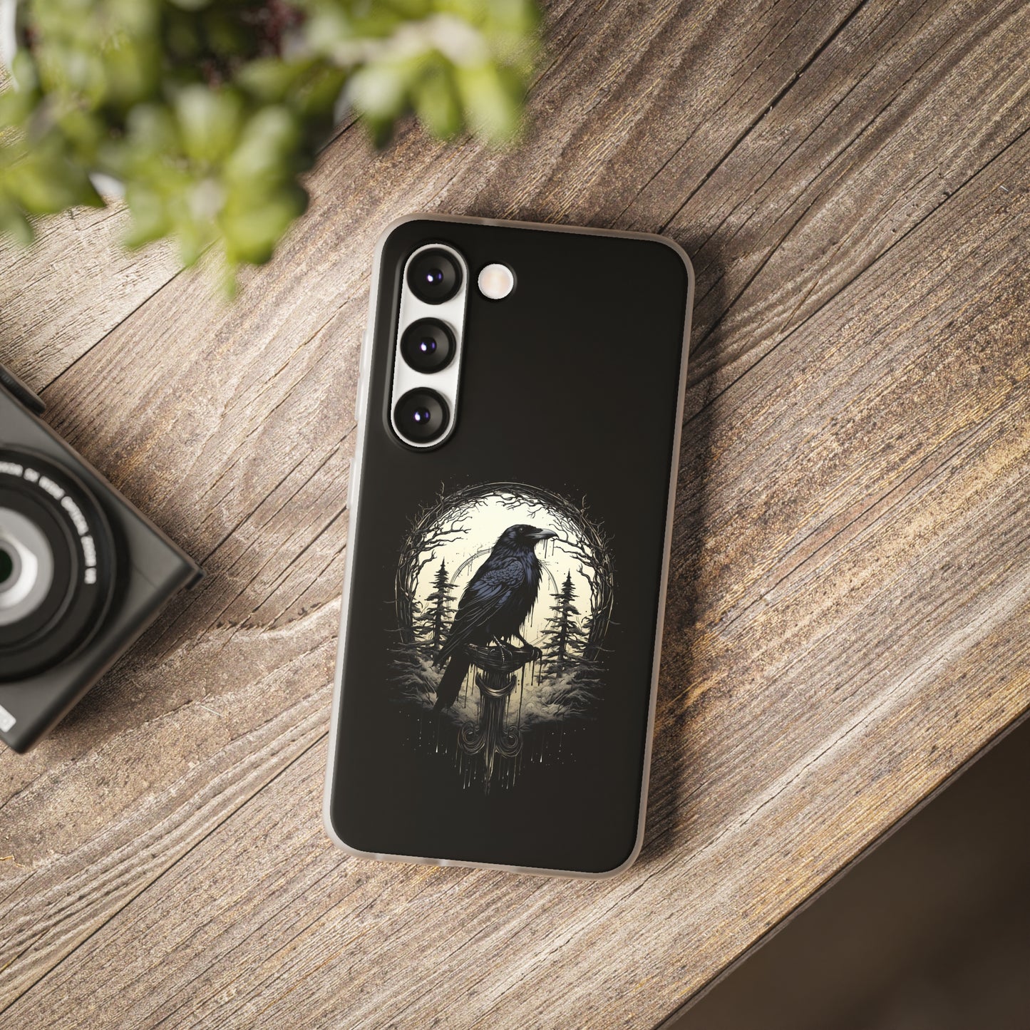 Night's Sentinel Goth Raven Phone Case for iPhone 13 14 pro max Galaxy s22 s23 ultra - optional gift box -dark academia black phone case