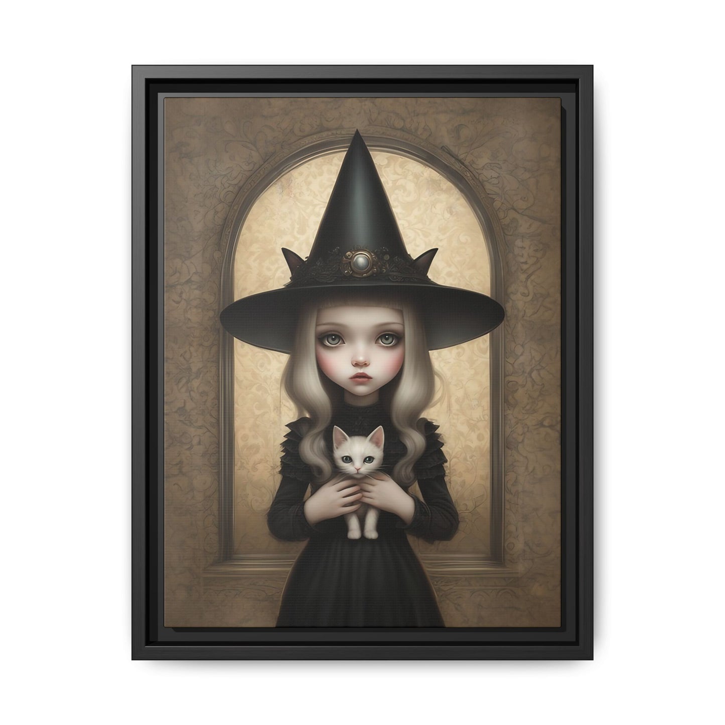 Witchcraft & Whiskers: Pop Gothic Mystique! dark art decor, gothic decor, goth decor, girl and cat, witchy art, spooky decor, cottagecore