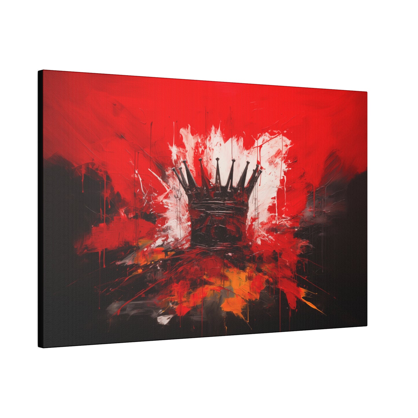 Painted Crown Matte Canvas Red and Black Abstract Art Print 12x9, 16x12, 24x16, 30x20, 36x24, 40x30, 48x32 inch Artwork