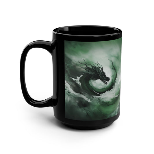 Dragon Swirl 15oz Coffee Mug Abstract Green Dragon Mug