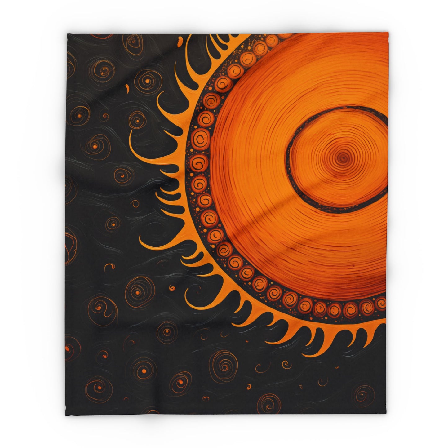 Flaming Sun Blanket Arctic Fleece Blanket Orange Black Fuzzy Blanket Warm Blanket Soft Blanket Boho Sun Trippy