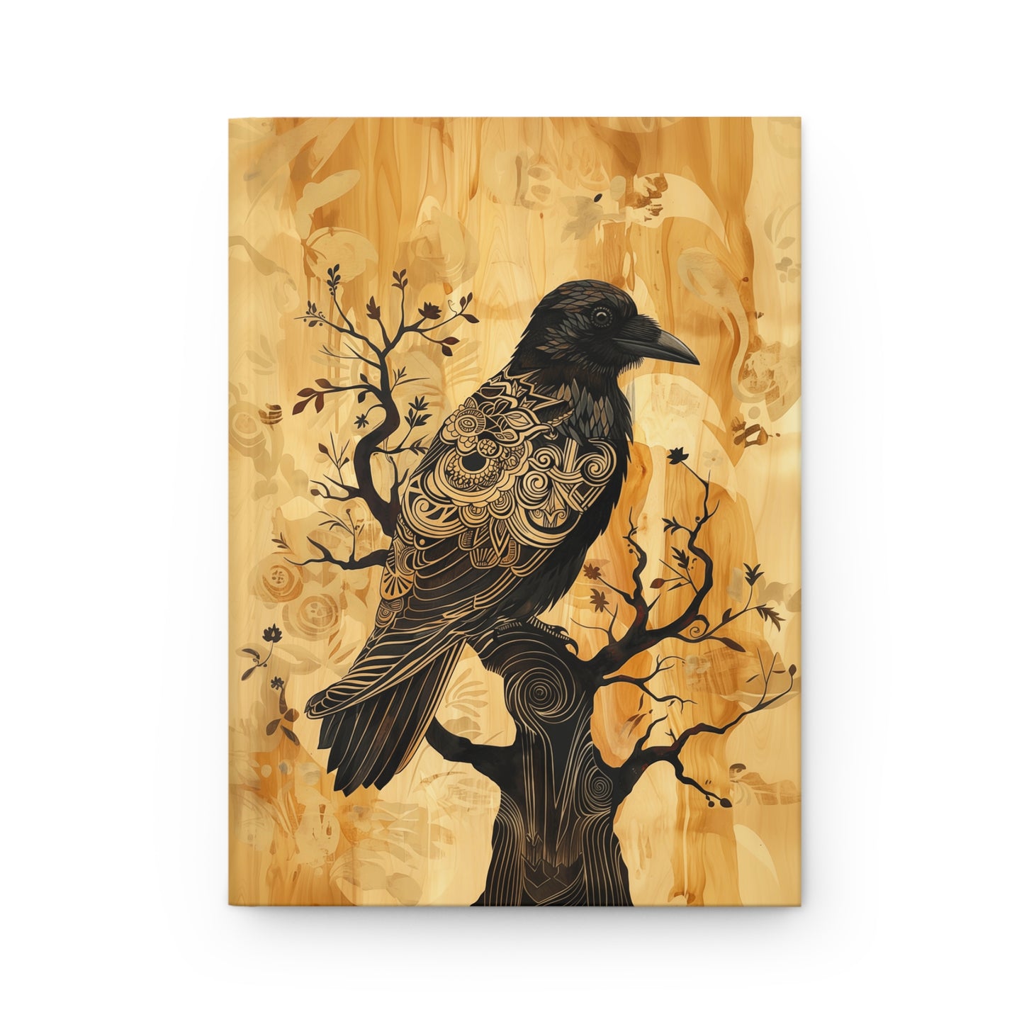 Delicate Raven Hardcover Journal Corvid in Tree Notebook