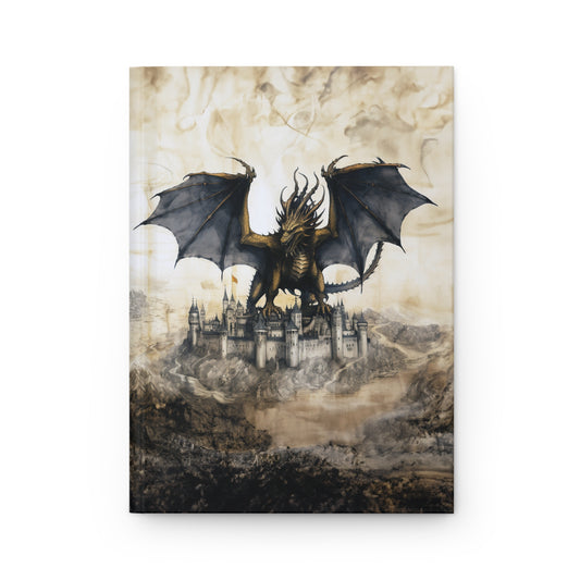 Medieval Dragon & Castle Notebook - Ancient Parchment Style - dragon journal, dragon notebook, caste notebook, castle journal, epic dragon