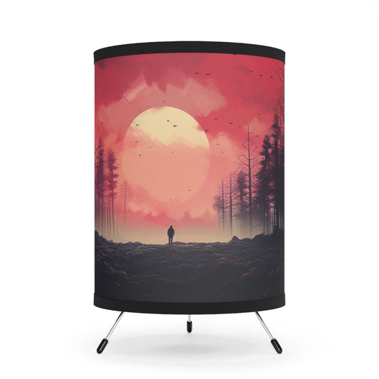 Solitude Serenity lamp, sunset table lamp, hiking lamp, drum lamp, table lamp, bedside lamp, red lamp, red and yellow lamp