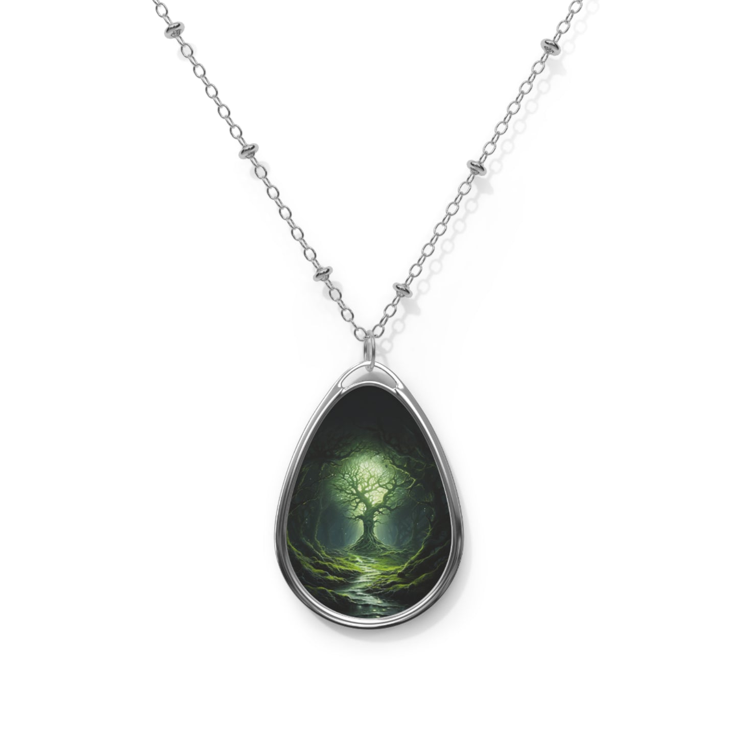 Creepy Green Trees Necklace Magical Talisman Jewelry