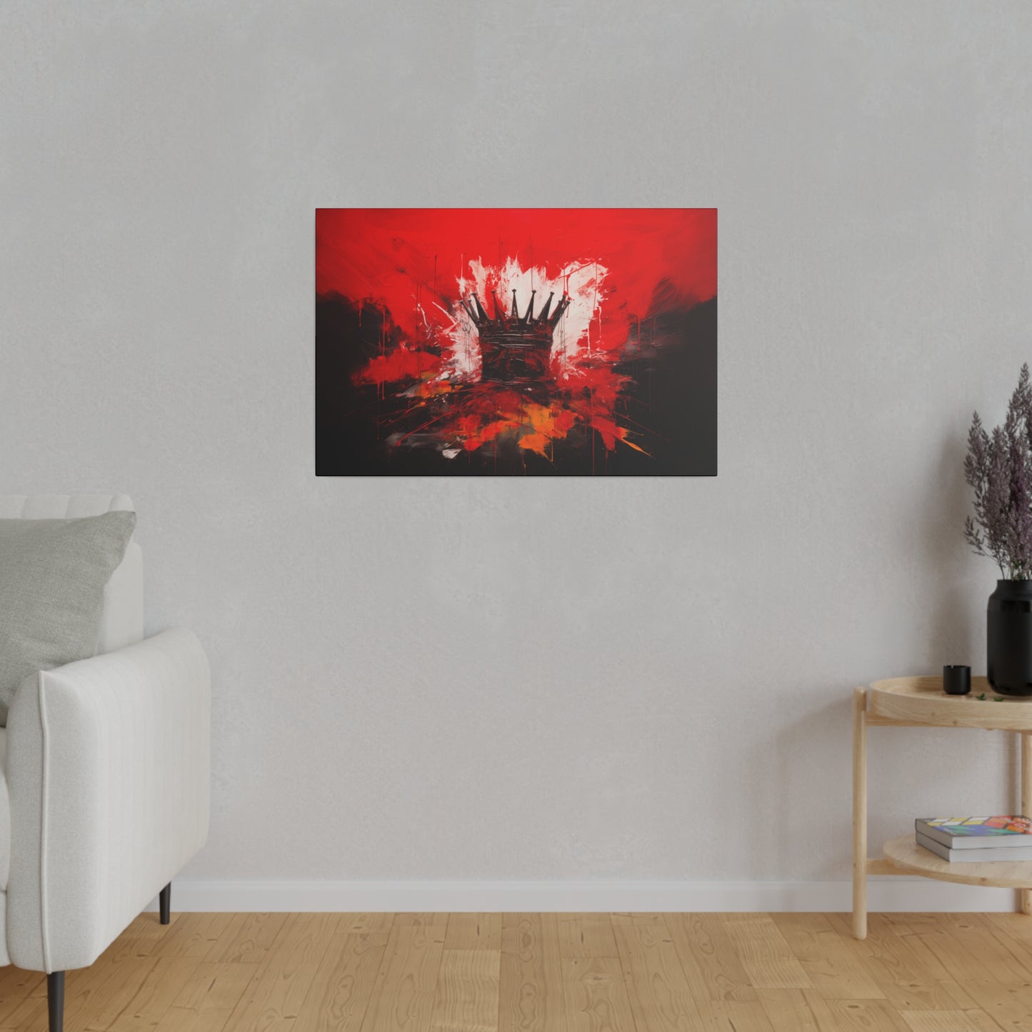 Painted Crown Matte Canvas Red and Black Abstract Art Print 12x9, 16x12, 24x16, 30x20, 36x24, 40x30, 48x32 inch Artwork