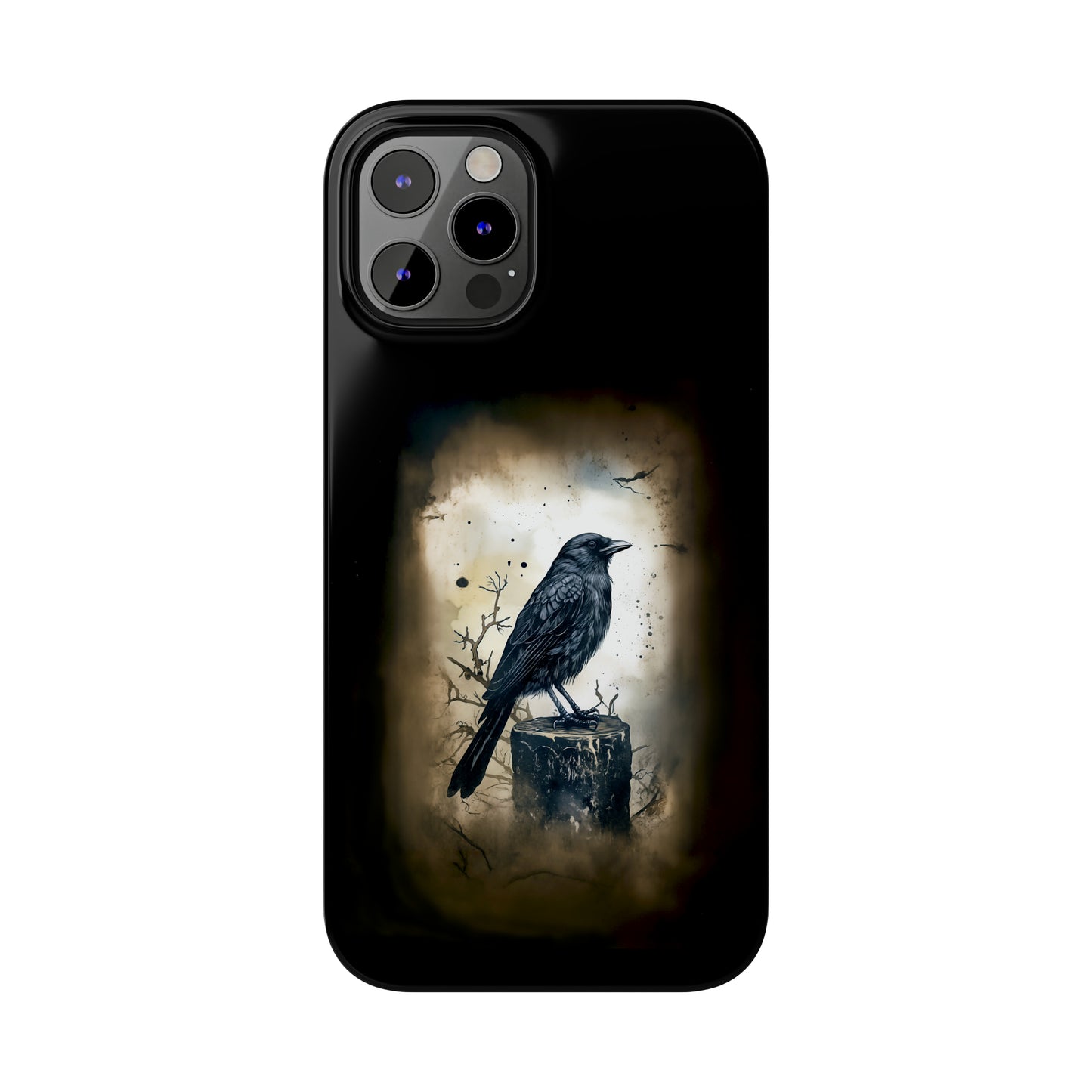 Raven Visage Black Raven Gothic Slim Phone Case iPhone 15 Pro Case Black iPhone Case Black iPhone 15 case 14 13 dark academia