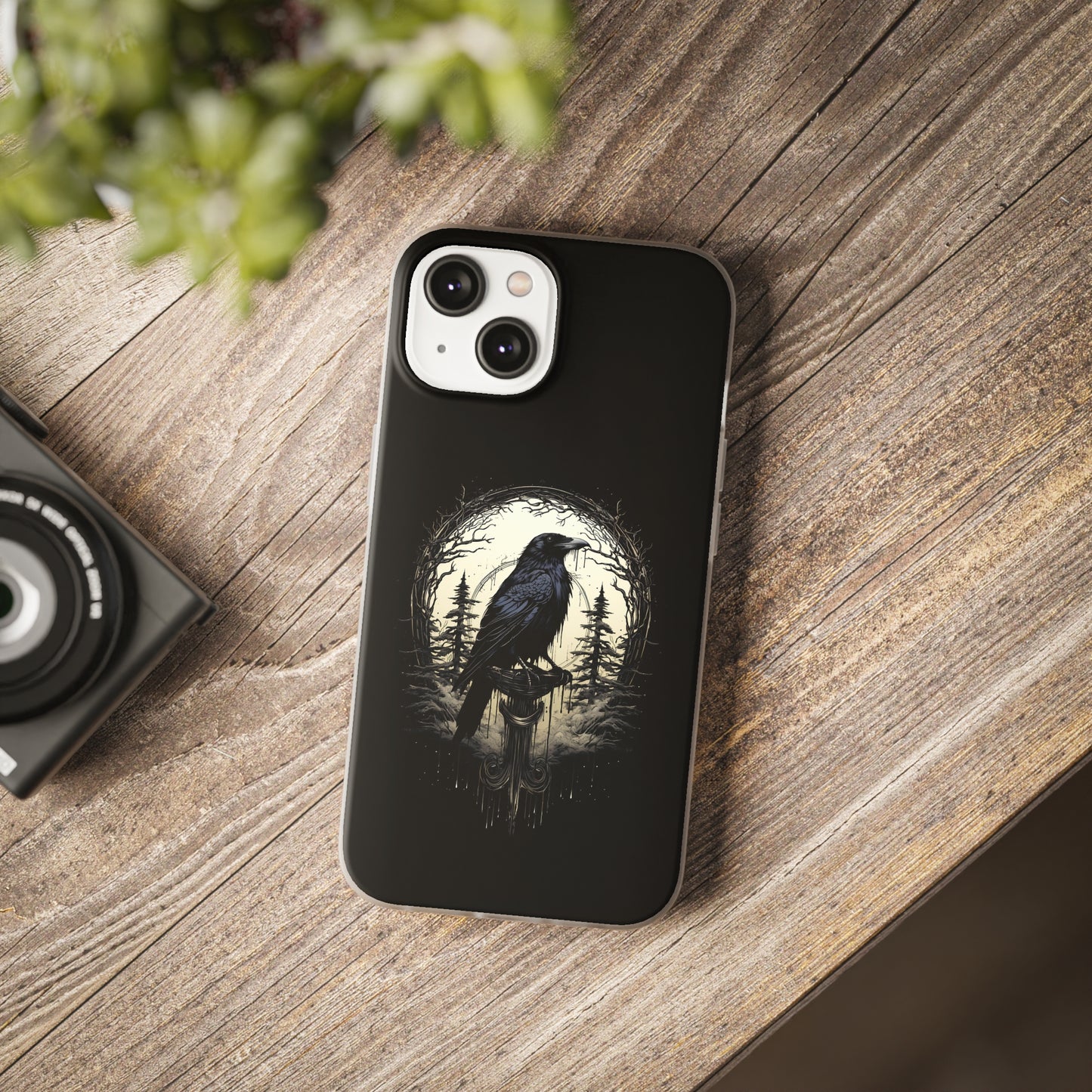 Night's Sentinel Goth Raven Phone Case for iPhone 13 14 pro max Galaxy s22 s23 ultra - optional gift box -dark academia black phone case