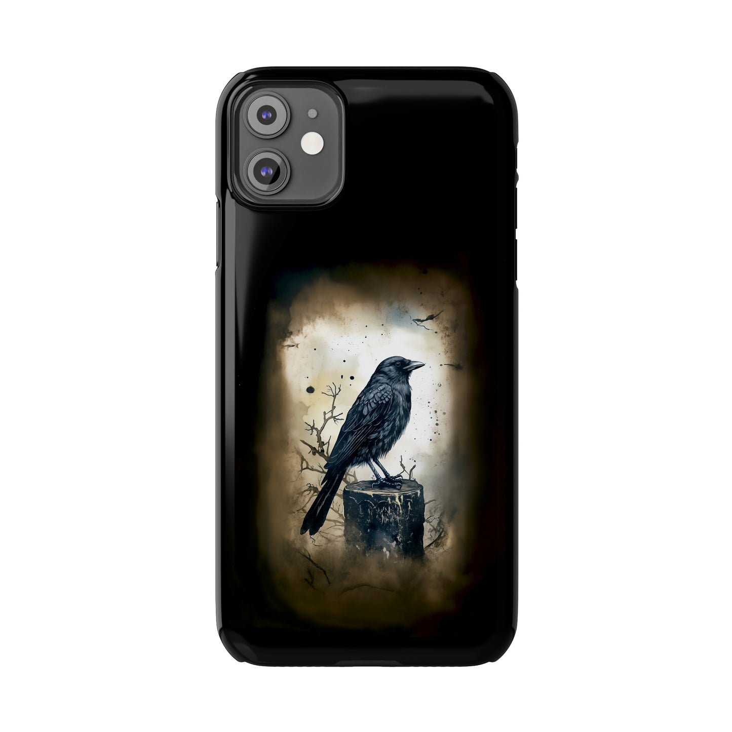 Raven Visage Black Raven Gothic Slim Phone Case iPhone 15 Pro Case Black iPhone Case Black iPhone 15 case 14 13 dark academia