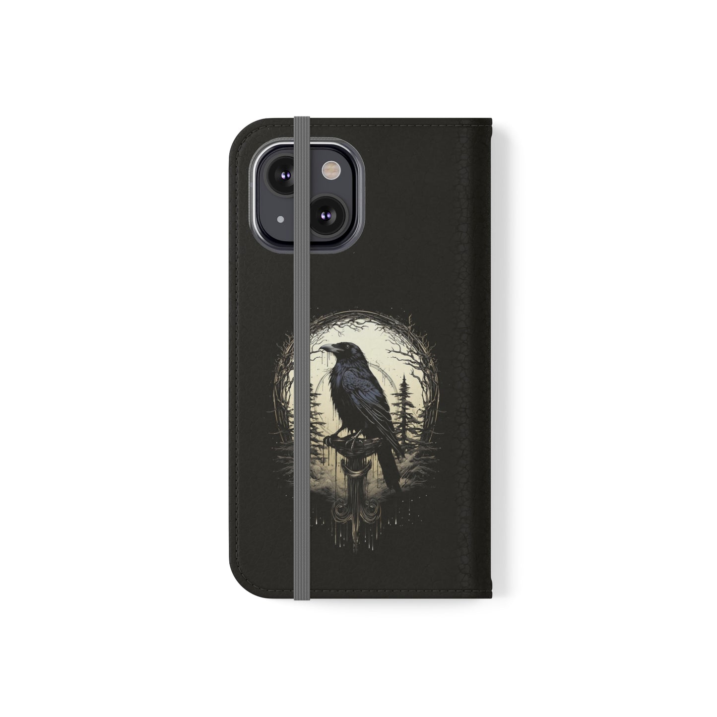 Night's Sentinel Flip Case Phone Case Gothic Raven Flip Phone Case Dark Academia Phone Case Dark Art Flip Case s22 s21 iphone 13 12 11