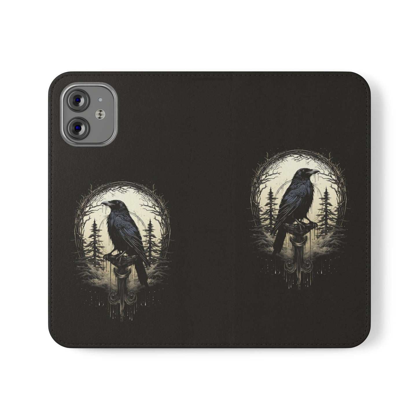 Night's Sentinel Flip Case Phone Case Gothic Raven Flip Phone Case Dark Academia Phone Case Dark Art Flip Case s22 s21 iphone 13 12 11