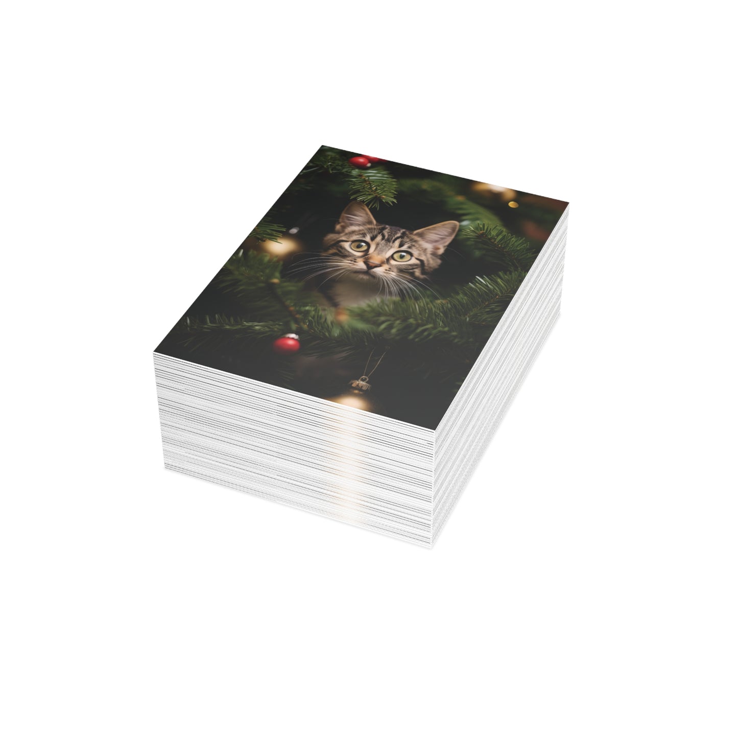 Caught Decorating Cat Christmas Postcards Cat Christmas Cards holiday greeting cards pack of Christmas cards set, cats, holidays, cards