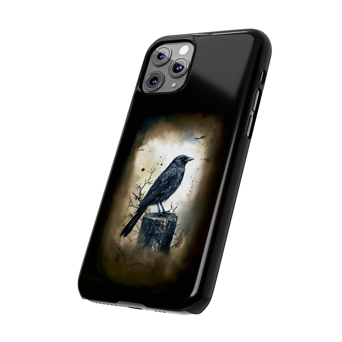 Raven Visage Black Raven Gothic Slim Phone Case iPhone 15 Pro Case Black iPhone Case Black iPhone 15 case 14 13 dark academia