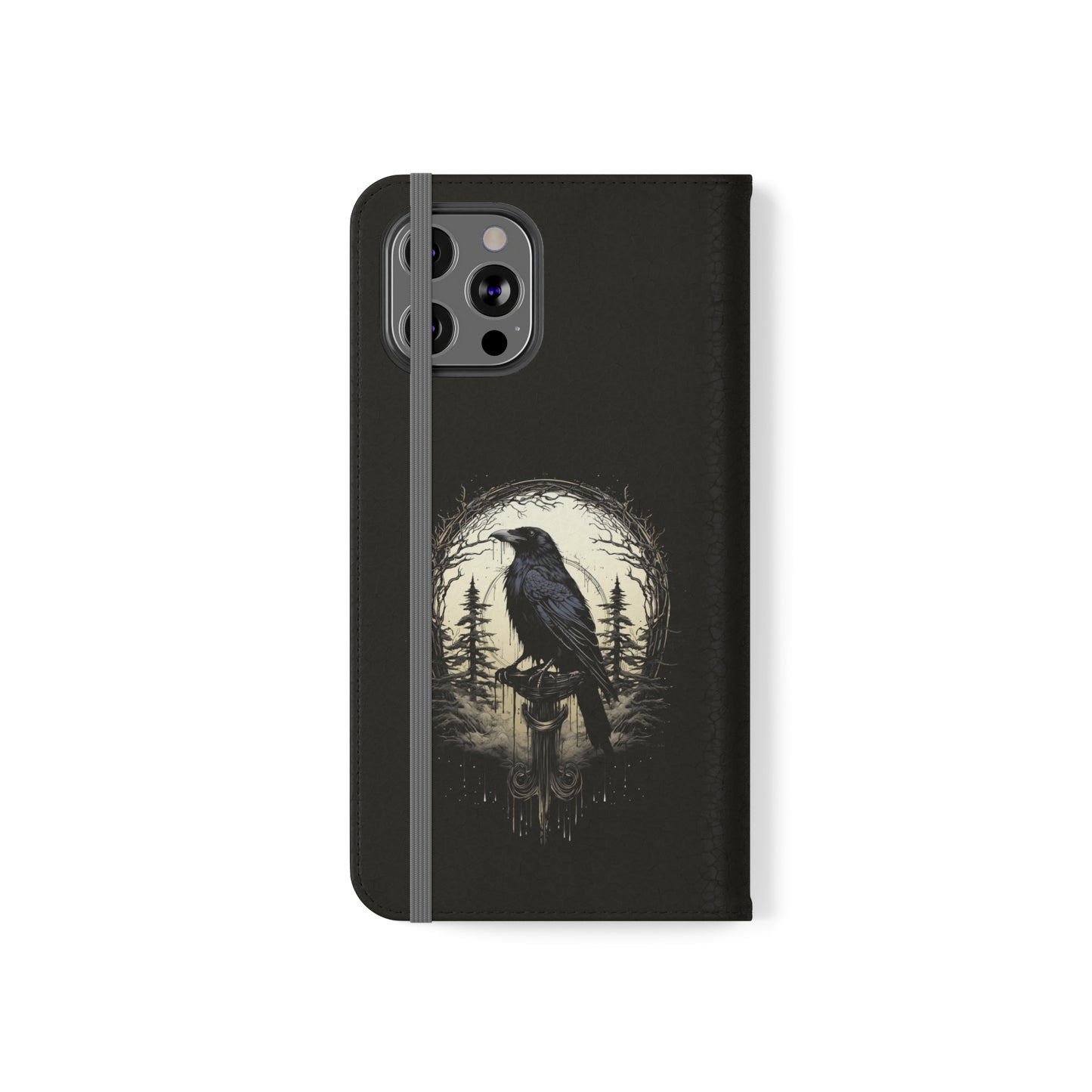 Night's Sentinel Flip Case Phone Case Gothic Raven Flip Phone Case Dark Academia Phone Case Dark Art Flip Case s22 s21 iphone 13 12 11