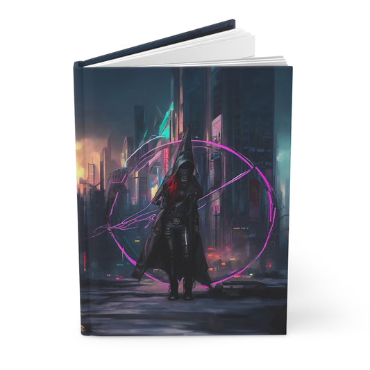 Technomancer's Ward, Future cyberpunk anarchy mage - Hardcover Ruled Journal Notebook, cyberpunk notebook, anarchy notebook, futuristic