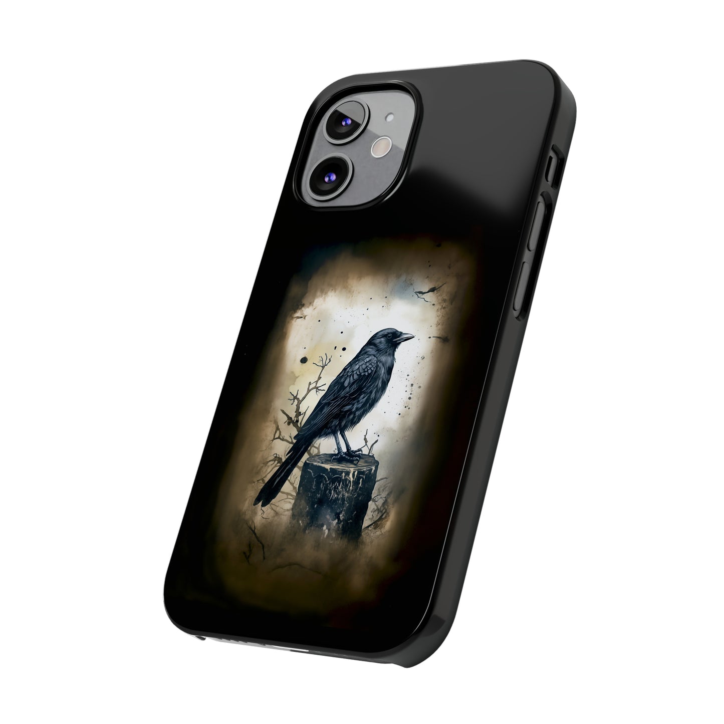 Raven Visage Black Raven Gothic Slim Phone Case iPhone 15 Pro Case Black iPhone Case Black iPhone 15 case 14 13 dark academia