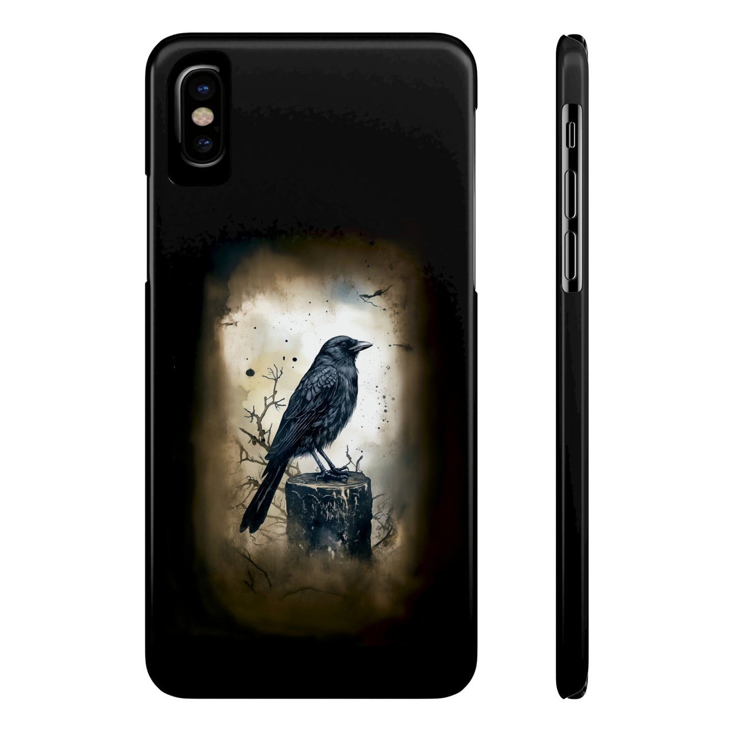 Raven Visage Black Raven Gothic Slim Phone Case iPhone 15 Pro Case Black iPhone Case Black iPhone 15 case 14 13 dark academia