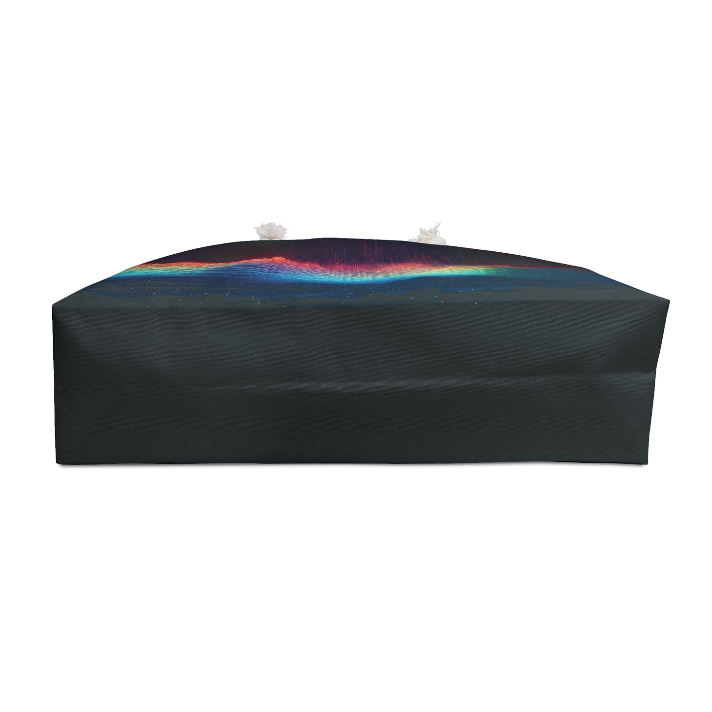 Black Weekender Bag with Digital Wave Original Art Weekend Bag Rainbow Art Colorful Weekender Bag Black Tote Bag