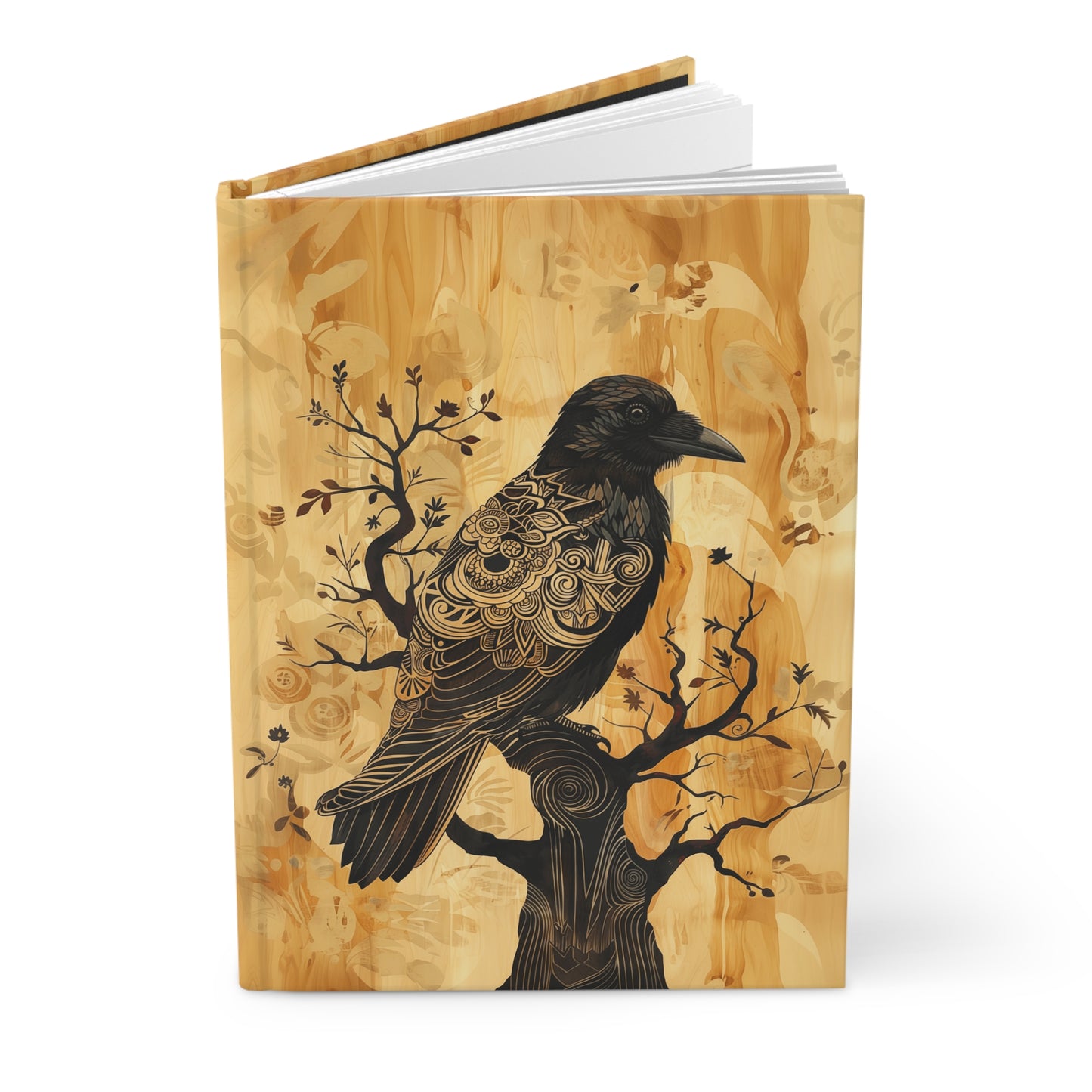 Delicate Raven Hardcover Journal Corvid in Tree Notebook