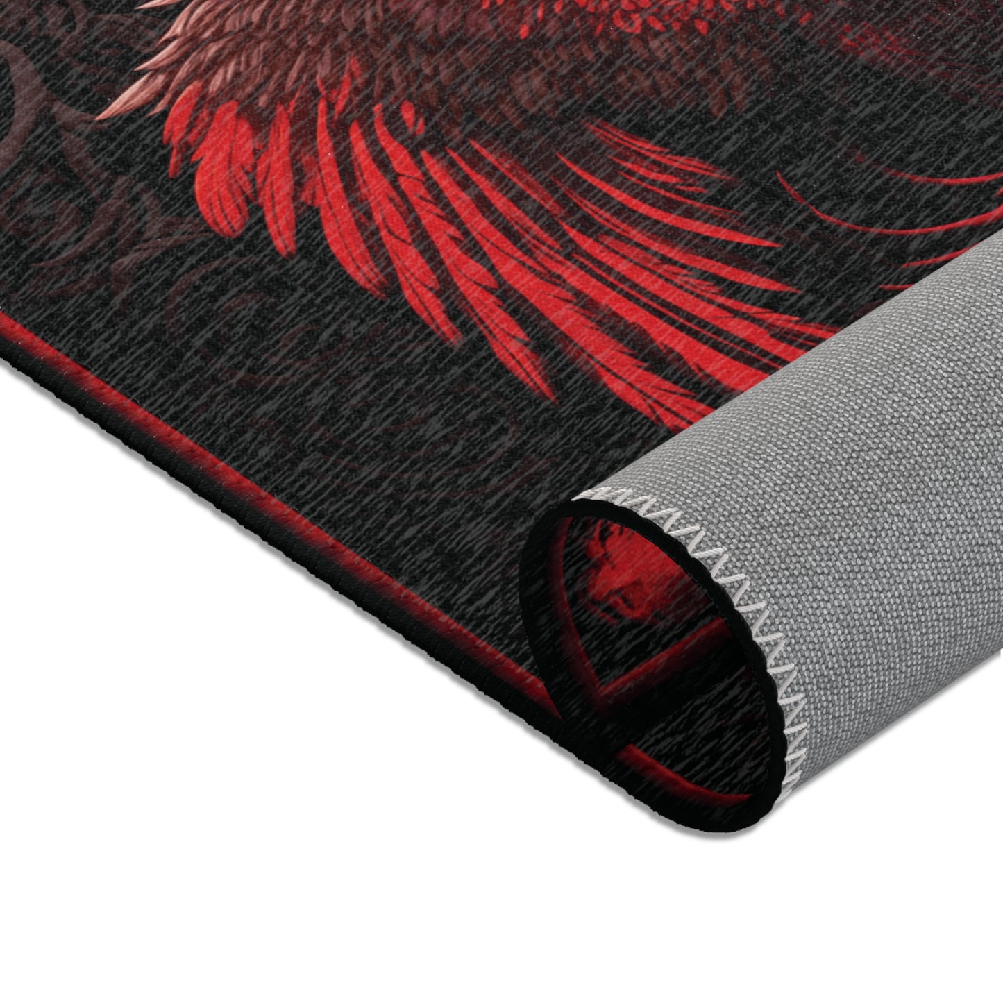 Rising Raven Phoenix Rug Area Rug Gothic Raven Rug Dark Academia Rug Red and Black and Red Rug n 2x3 3x2 4x6 6x4