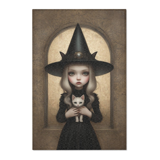 Witchcraft & Whiskers Area Rug - Pop Gothic Surreal Woman and Cat