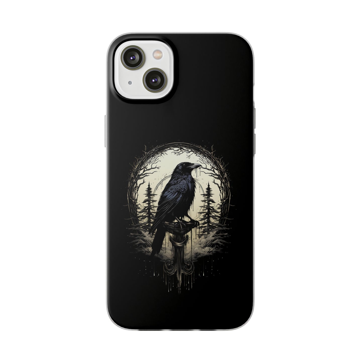 Night's Sentinel Goth Raven Phone Case for iPhone 13 14 pro max Galaxy s22 s23 ultra - optional gift box -dark academia black phone case