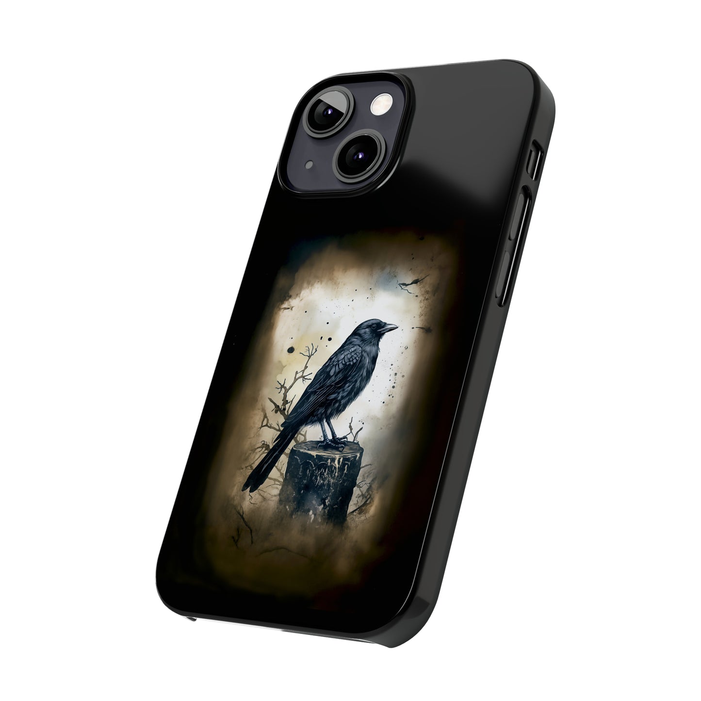 Raven Visage Black Raven Gothic Slim Phone Case iPhone 15 Pro Case Black iPhone Case Black iPhone 15 case 14 13 dark academia