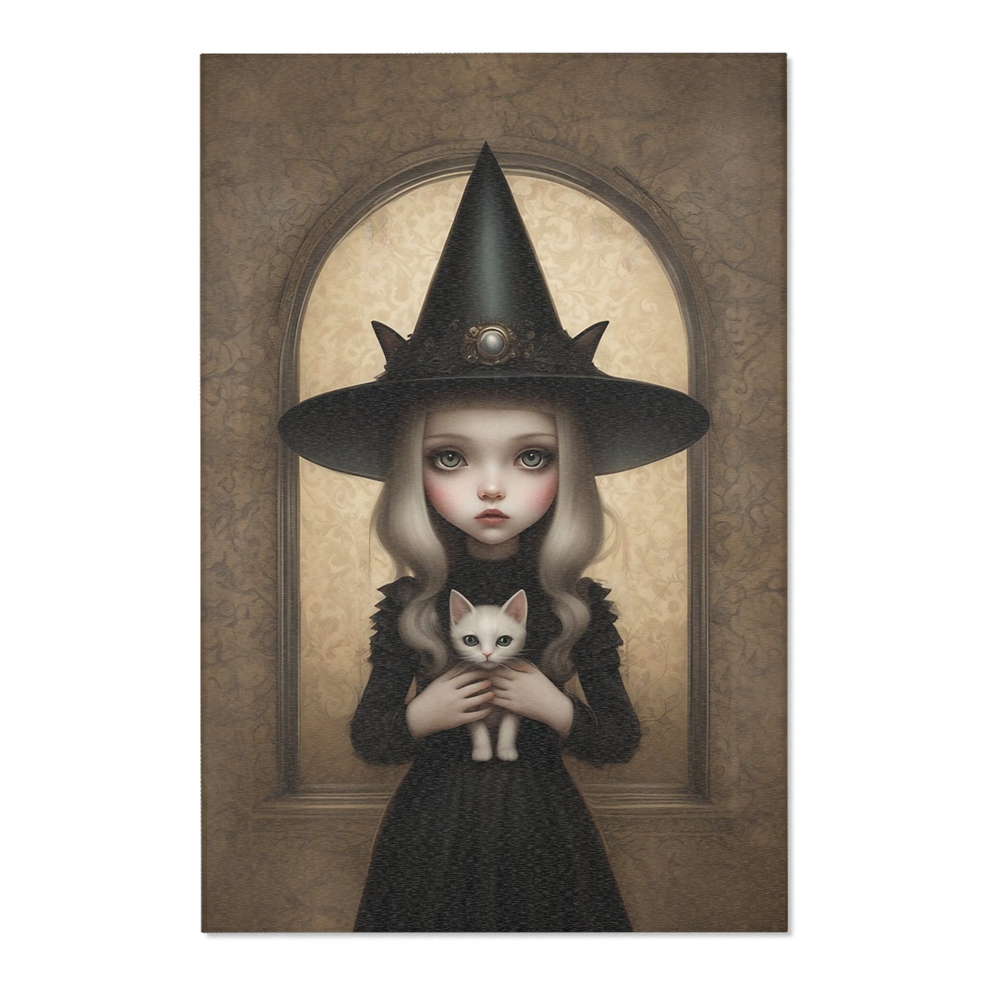 Witchcraft & Whiskers Area Rug - Pop Gothic Surreal Woman and Cat