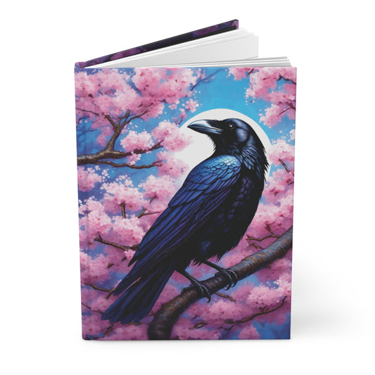 Hardcover Journal, Raven in a Cherry Blossom Tree, Raven Journal, Raven Notebook, cherry blossom tree, cherry blossom notebook, gift