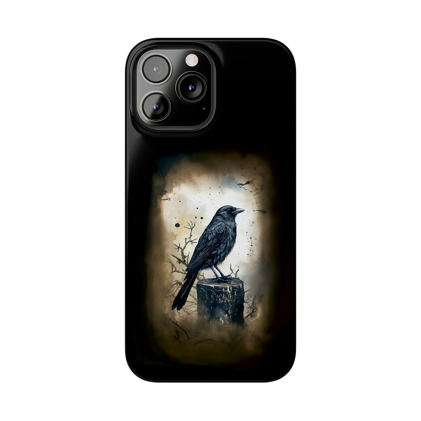 Raven Visage Black Raven Gothic Slim Phone Case iPhone 15 Pro Case Black iPhone Case Black iPhone 15 case 14 13 dark academia