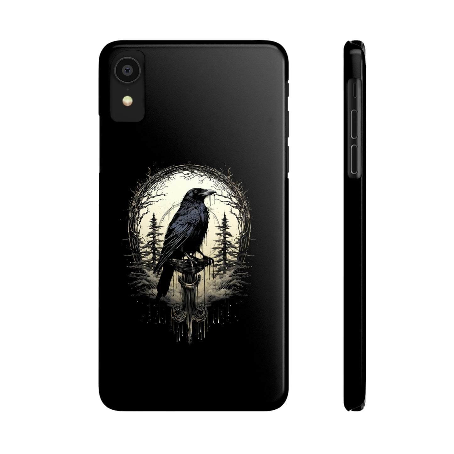 Night's Sentinel Black Raven Gothic Slim Phone Case iPhone 15 Pro Case Black iPhone Case Black iPhone 15 case 14 13 dark academia